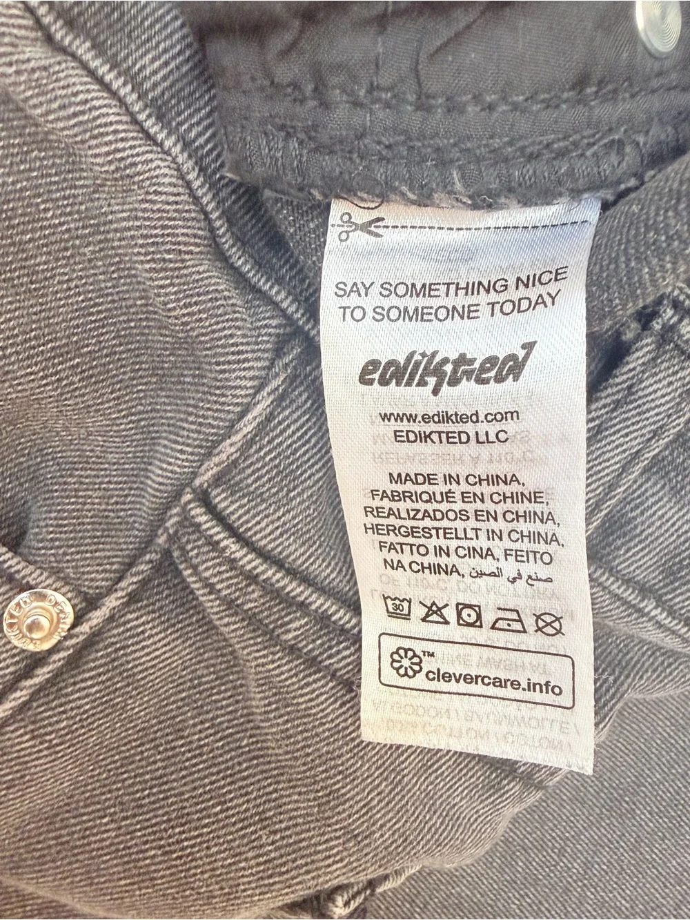Edikted Wide Leg Jeans Baggy Wide Leg Skater Grunge Streetwear Gray Size Small